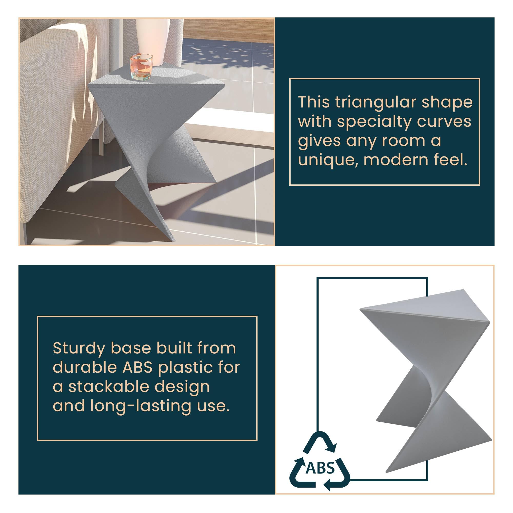 Modern Accent End Table - LeisureMod Randolph Side Vanity Table with Storage, Grey Finish | Perfect for Living Room, Bedroom, or Office Decor
