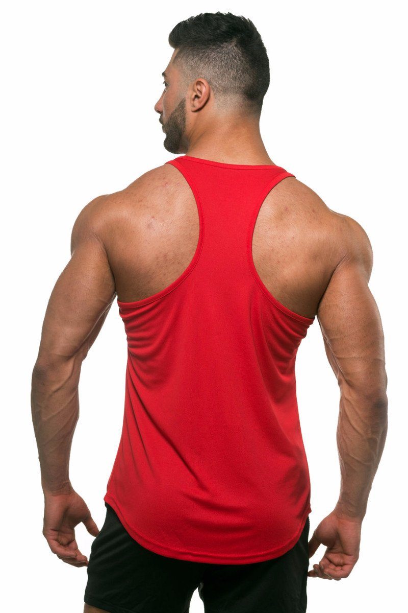 Jed North Microfiber Dri-Fit Tank Top for Men - Breathable Quick-Dry Workout Shirt - Gym, Running, Yoga & Athletic Performance (Red)