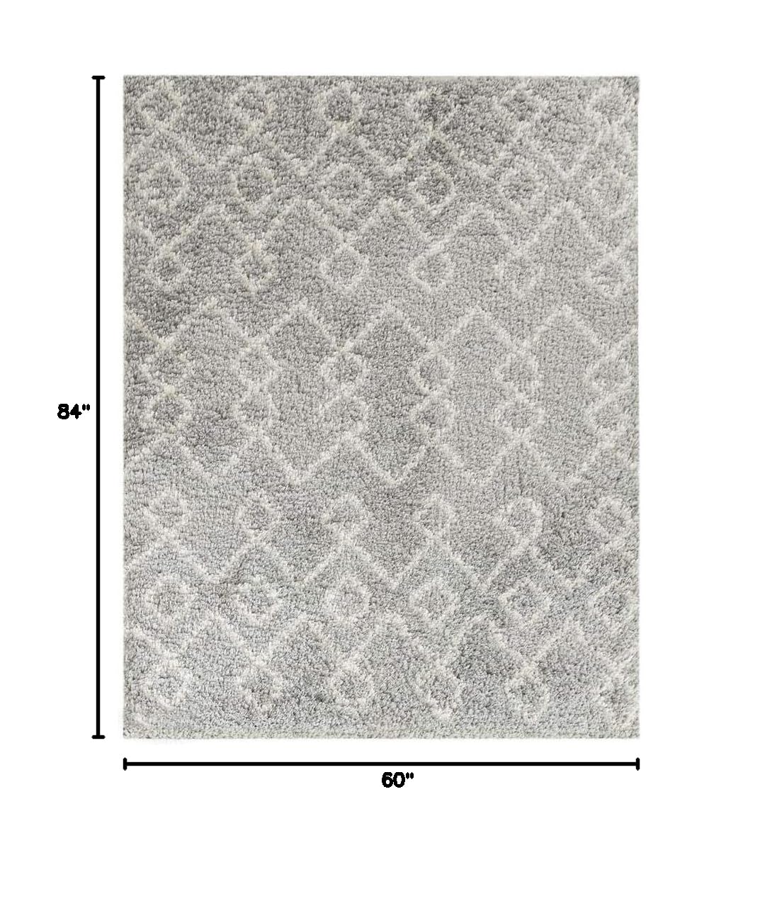 Premium Wyatt & Ash Parma Tribal Stripes Plush Shag Rug - 5x7 Feet Soft Machine Washable Area Carpet for Living Room, Bedroom & Nursery - Ivory & Grey Modern Floor Decor - High Absorbency & Durable