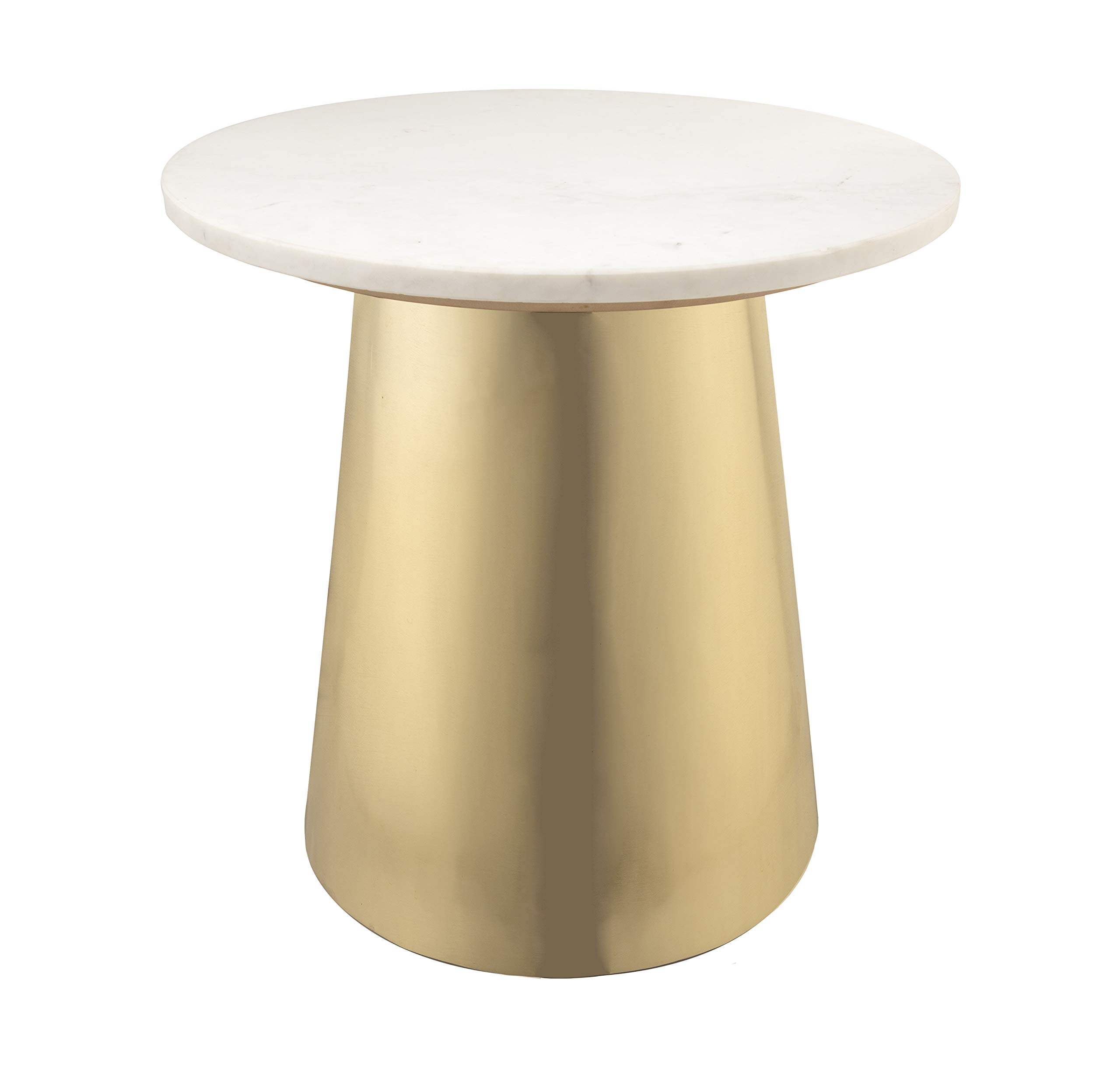 TOV Furniture Bleeker Modern Marble Side Table 20 Inch - Gold & White Accent End Table for Living Room, Bedroom, or Office Decor