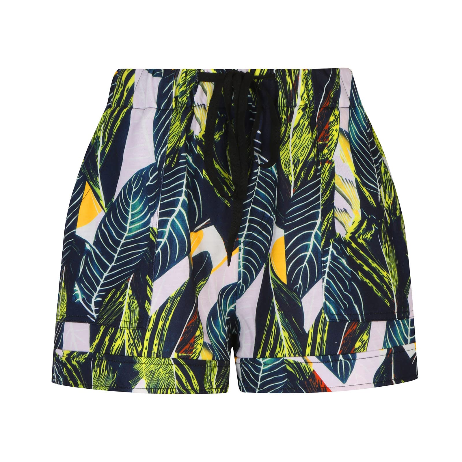 Women's Floral Beach Shorts - Elastic Waist with Pockets for Summer Vacation