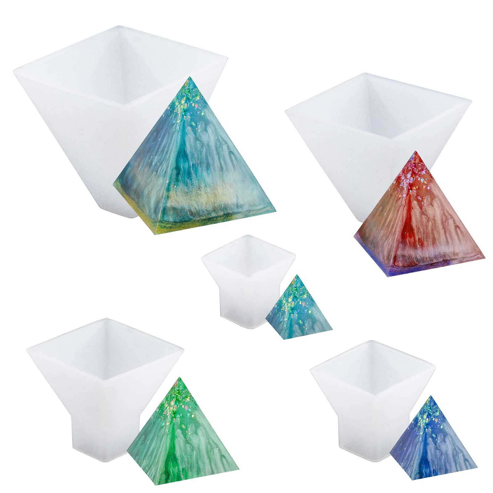 5-Piece Pyramid Silicone Mold Set for Resin Casting - DIY Epoxy Crystal Molds for Crafts, Jewelry Making & Home Decor - Perfect for DIY Gifts, Ornaments & Decorative Art Projects