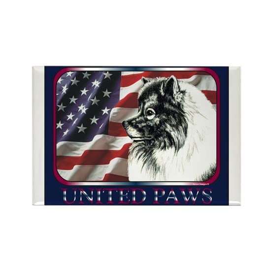 Keeshond USA Flag Rectangle Magnet (100 Pack) - Patriotic Dog Lover Gift for Fridge, Lockers & Office Decor - CafePress