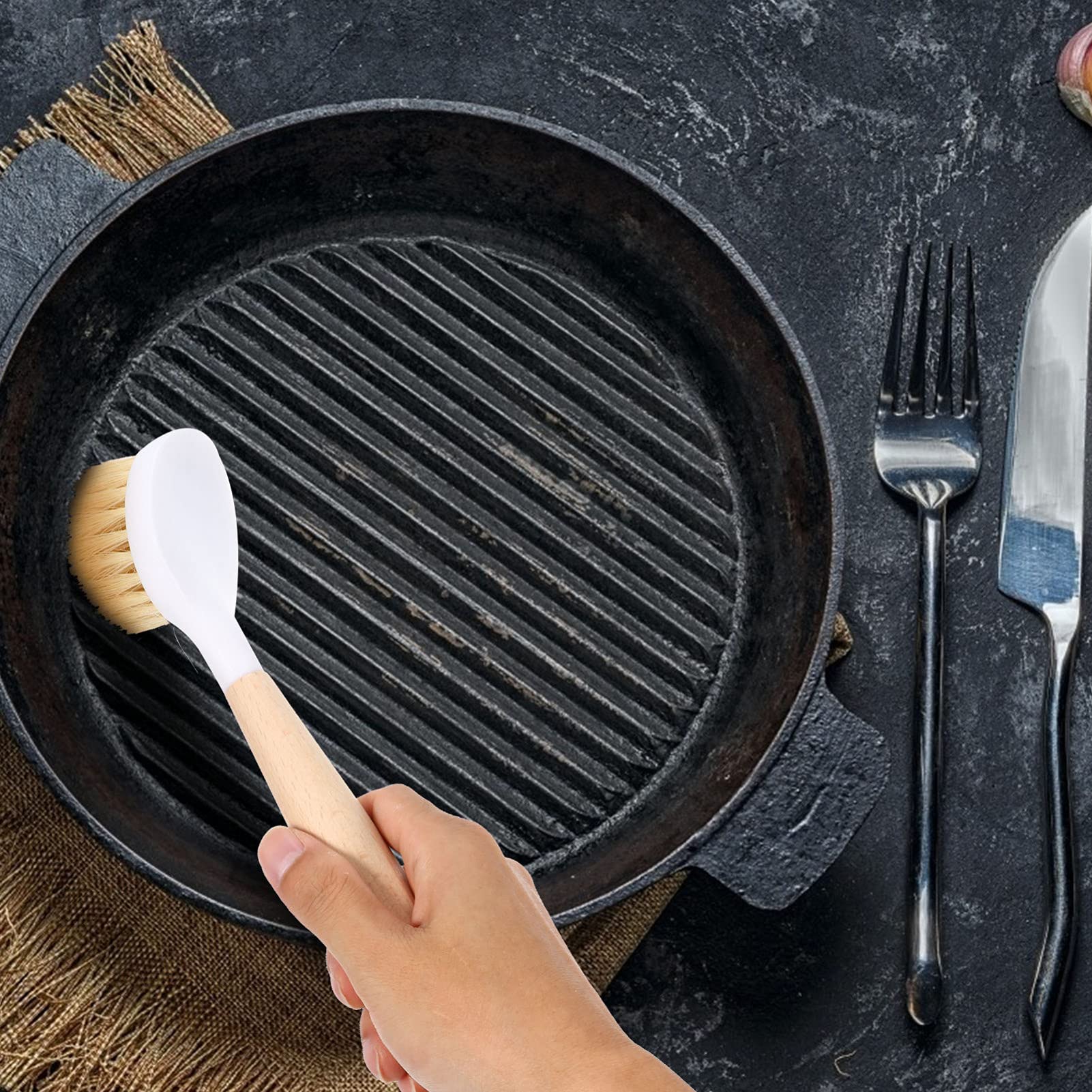 Premium Hemoton Wooden Cooking Utensils Set - 15-Piece Nonstick Cookware & Kitchen Brush Collection with Sink Cleaner - Ideal for Wok, Pan Cleaning & Household Kitchen Use