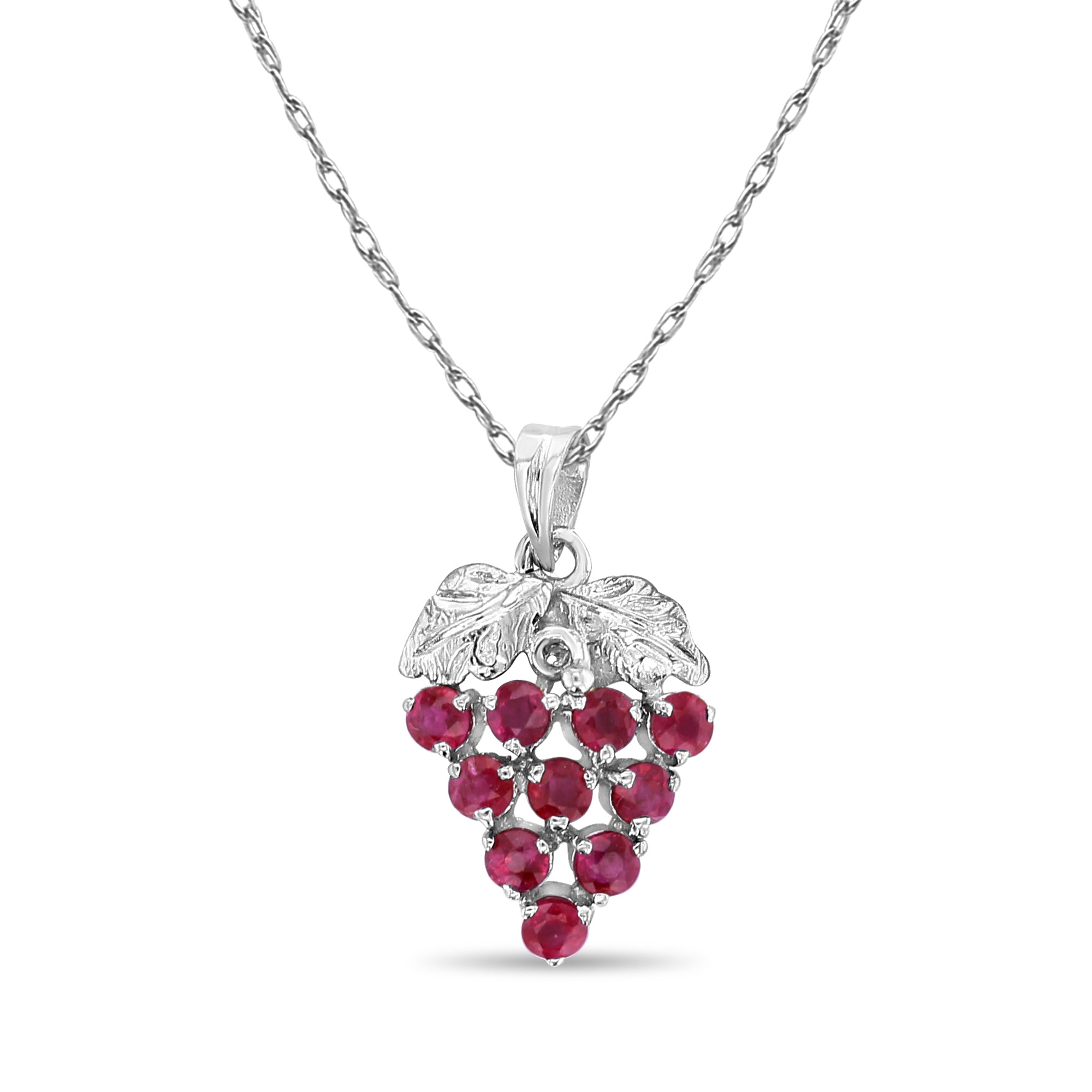 14K Yellow Gold Ruby Grape Cluster Pendant Necklace - Elegant Vintage Jewelry for Women, Perfect for Weddings, Parties & Special Occasions