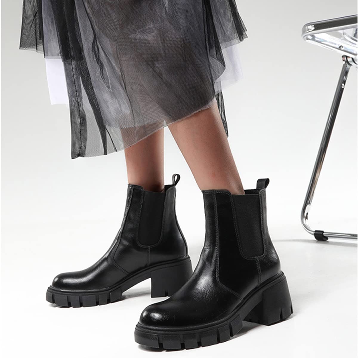 Stylish Women's Combat Boots - Chunky Heel Ankle Booties with Platform Sole | Perfect for Streetwear, Fall Fashion & Everyday Wear