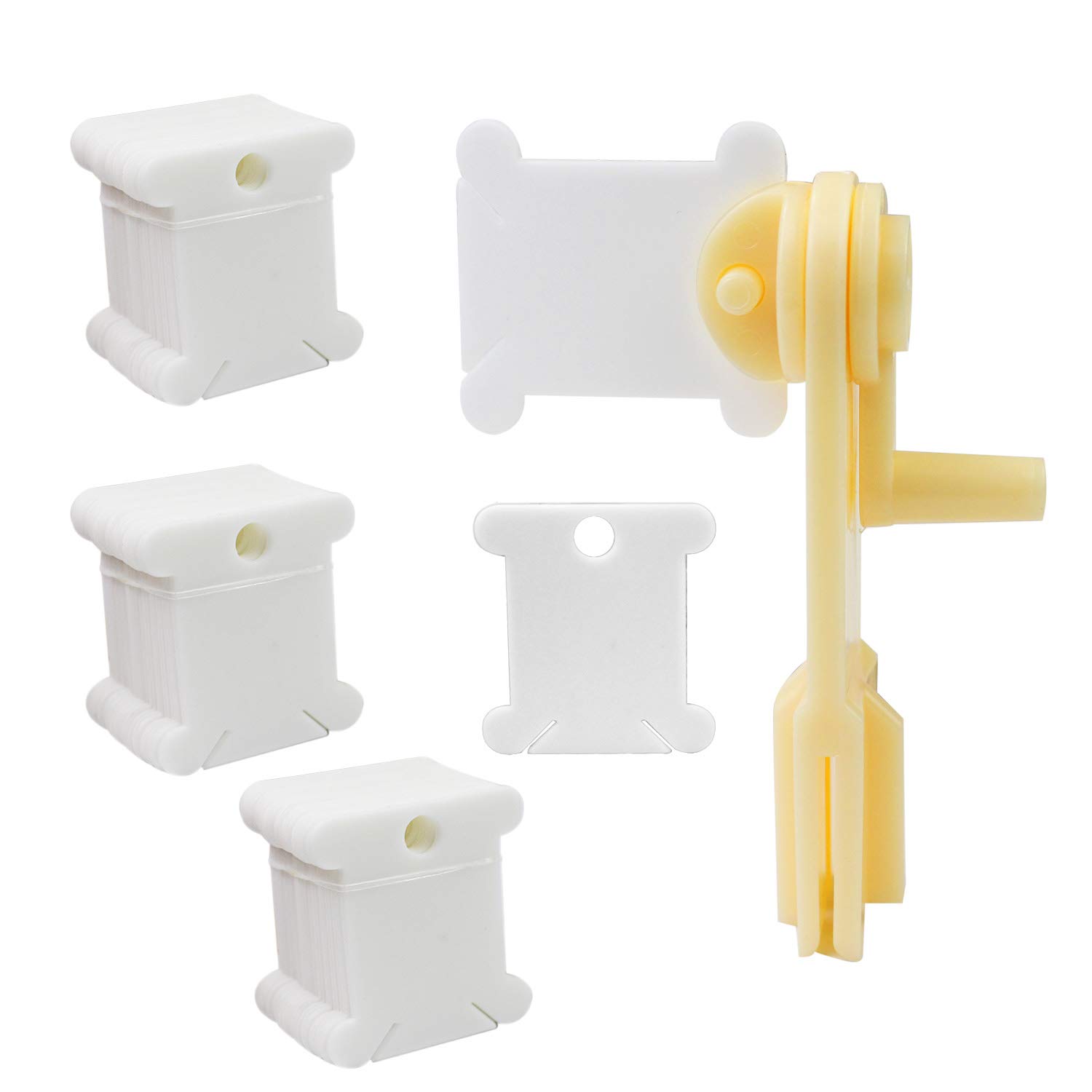 WeiMeet 230-Piece Plastic Floss Bobbins with Floss Winder - Embroidery Floss Organizer & Cross-Stitch Thread Holder for DIY Crafting, Sewing Projects, and Needlework Storage