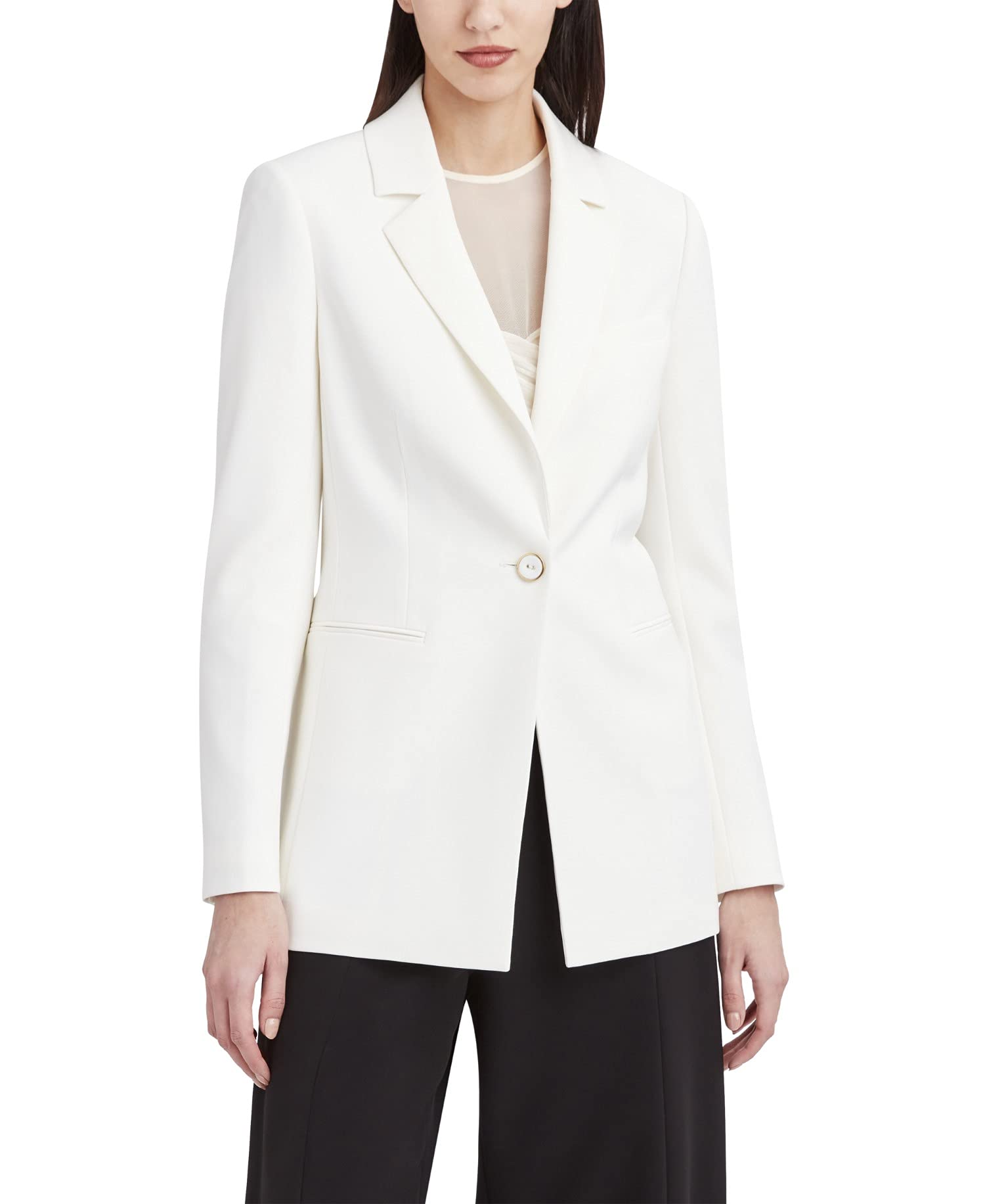BCBGMAXAZRIA Women's Solid Color Single Button Blazer Jacket - Professional Office Wear & Business Casual Outfits