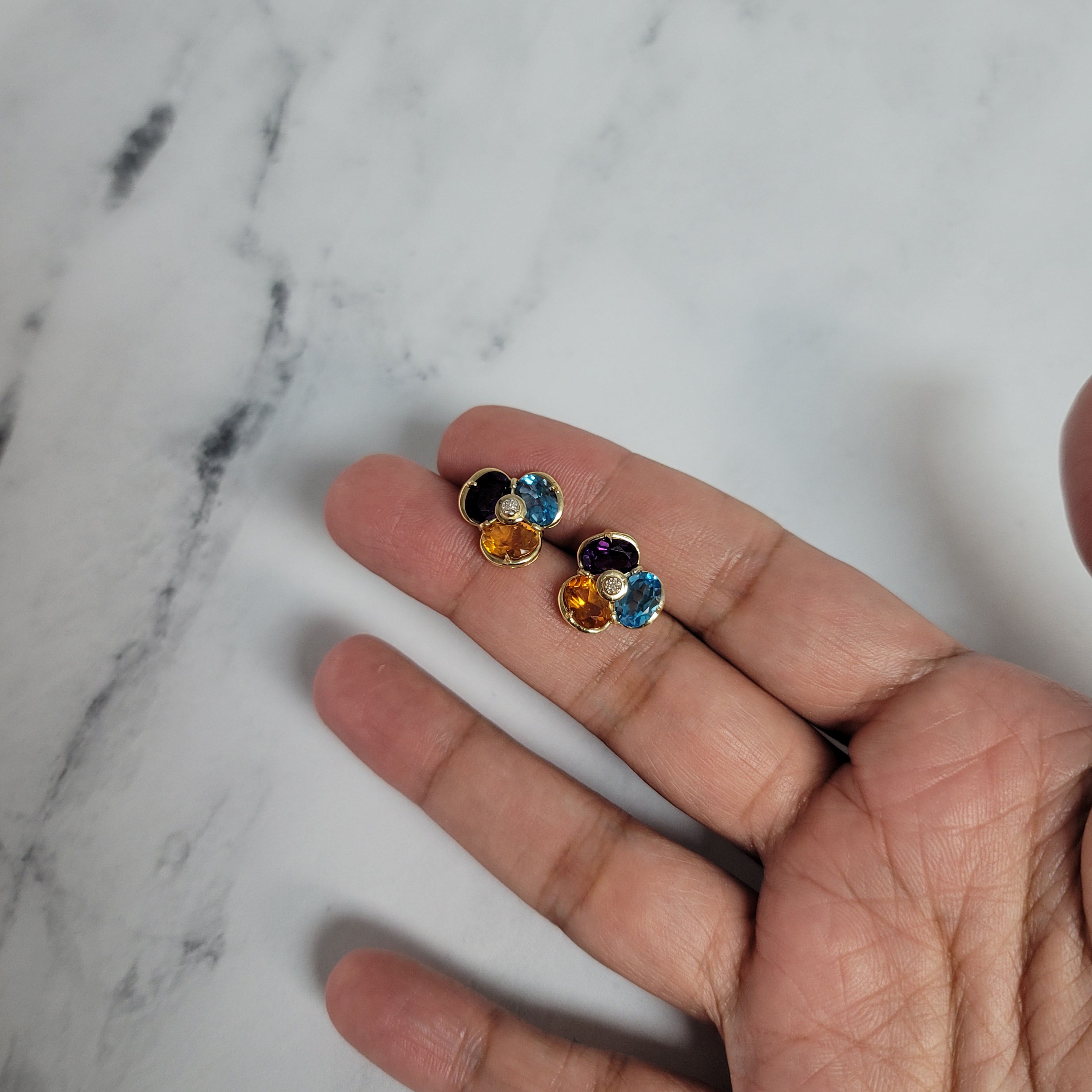 Stunning Multi Stone Earrings with Blue Topaz, Citrine & Amethyst | Elegant Jewelry for Women | Perfect for Parties, Weddings & Special Occasions