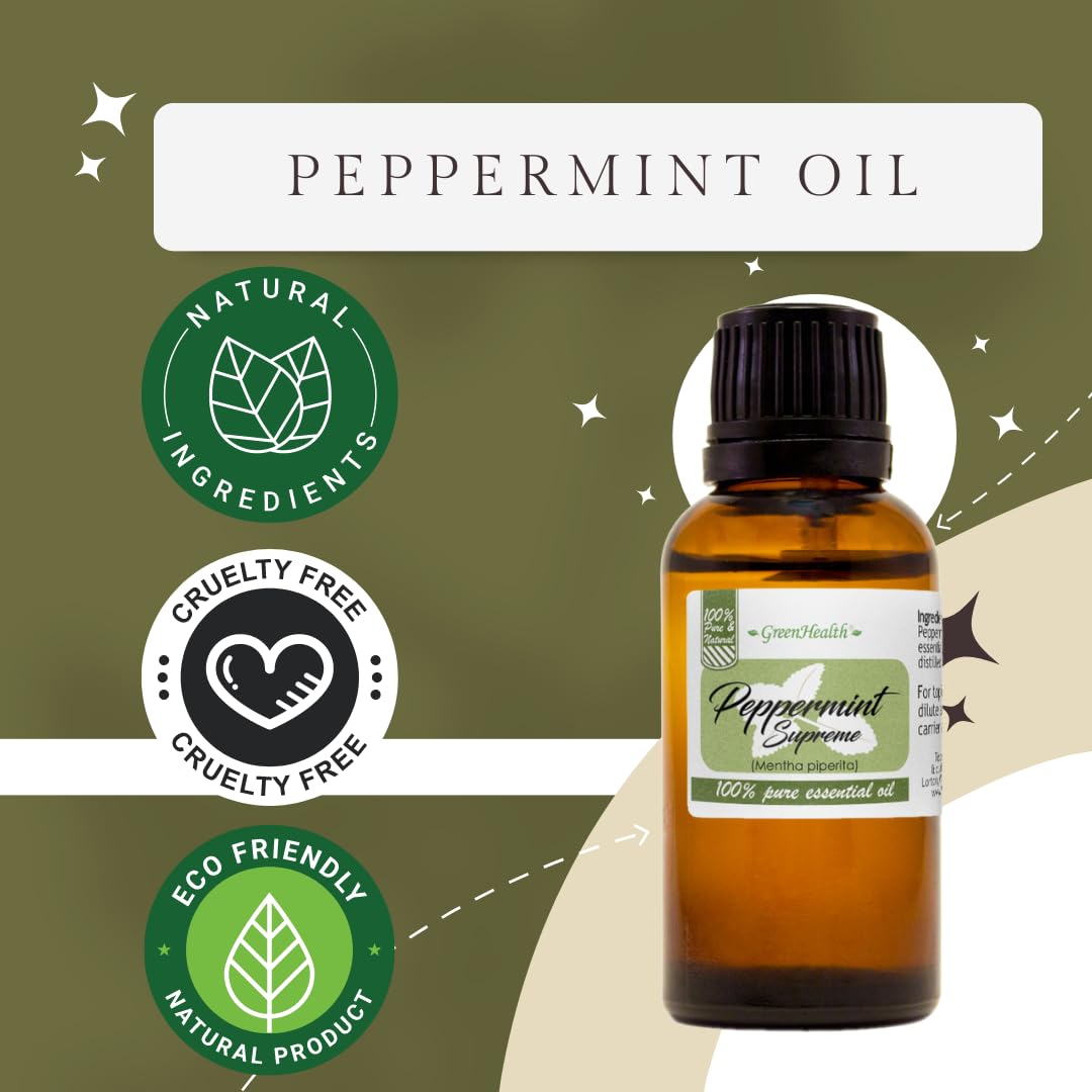 100% Pure Peppermint Essential Oil (Mentha Piperita) - 1 Gallon Bottle - Uncut, Therapeutic Grade for Aromatherapy, Diffusers & DIY Skincare - GreenHealth