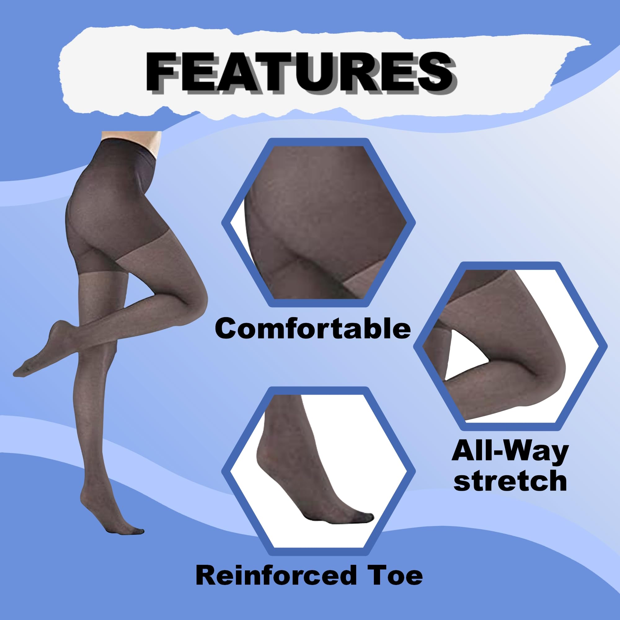 Butterfly Hosiery Women's Plus Size Queen Mild Compression Microfiber Pantyhose - Comfortable & Breathable Tights for Work, Travel & Everyday Wear