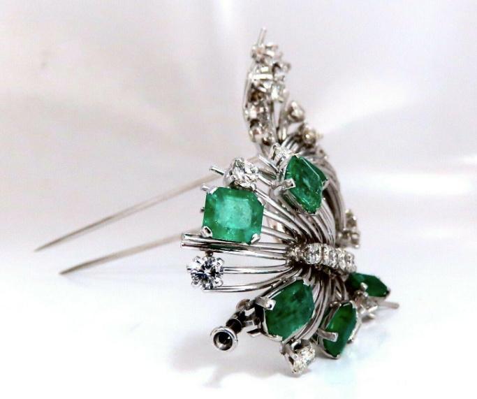GIA Certified Natural Fancy Diamond Emerald Platinum Brooch Pin - Elegant Jewelry for Weddings, Galas & Special Occasions