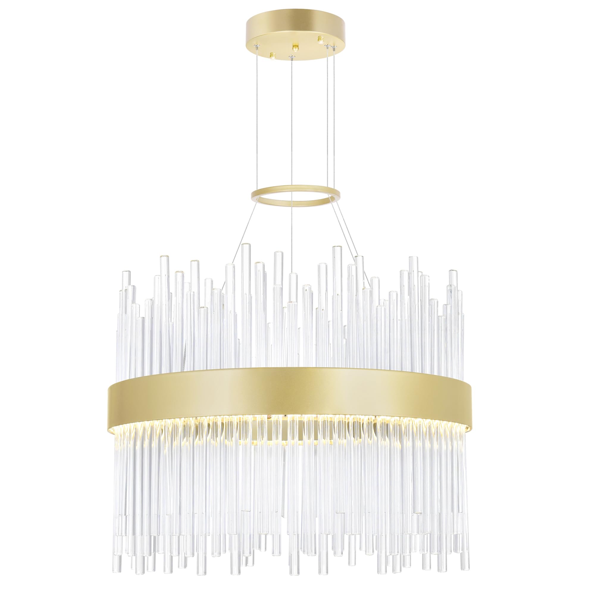 CWI Lighting Genevieve Transitional Metal LED Chandelier in Medallion Gold - Modern Ceiling Light Fixture for Dining Room, Living Room & Bedroom Decor
