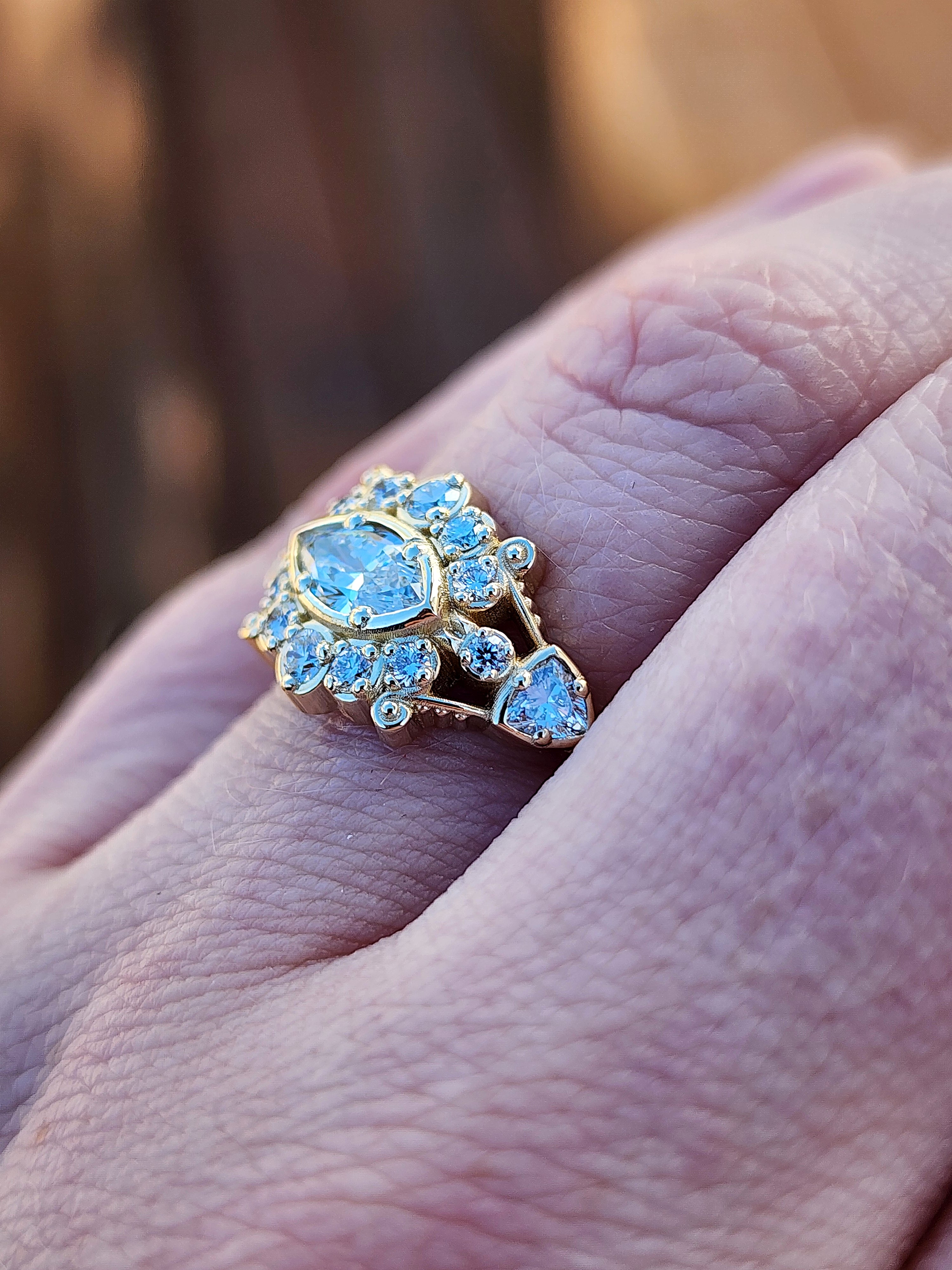 Belle Epoque Antique Style East West Marquise Cut Engagement Ring - 14K Gold for Wedding, Proposal & Anniversary Gifts