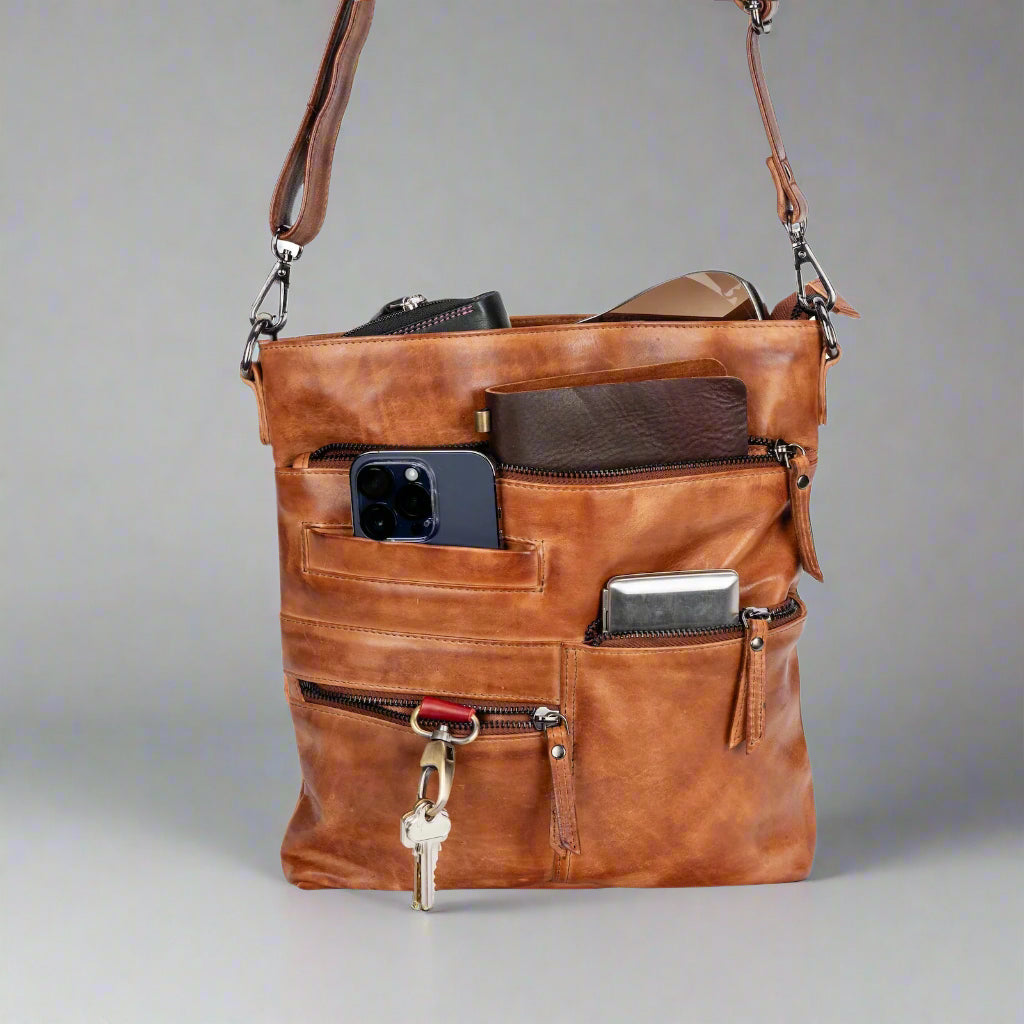 Premium Greenwood Leather Shoulder Bag for Women - Stylish & Durable Crossbody Purse - Perfect for Work, Travel & Everyday Use
