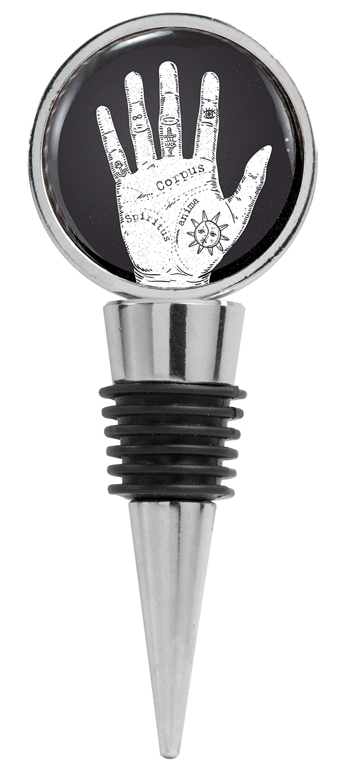 Hand Wine Stopper with Alchemist Symbols - Vintage Occult Design for Wine Lovers, Perfect for Home Bars, Gifts & Themed Parties