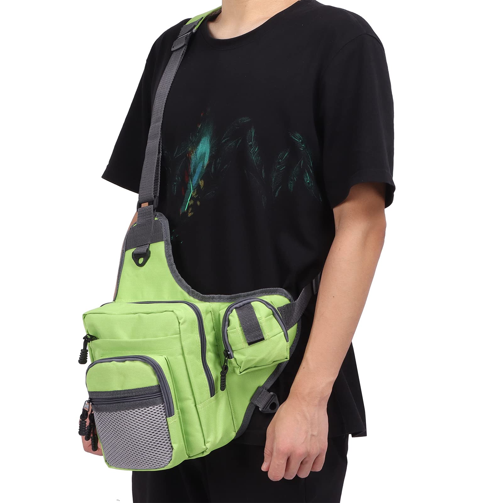 **Durable Fishing Tackle Crossbody Bag - Large Capacity Waterproof Polyester Gear Organizer for Fishing, Camping & Outdoor Adventures**