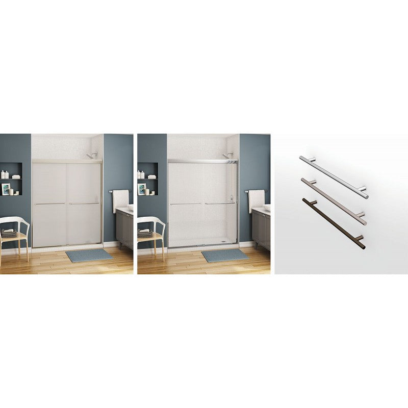 Brushed Nickel Framed Shower Door with 6mm Mistelite Glass - MAAX Kameleon 55-59