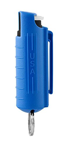 MACE® Brand Keyguard Pepper Spray with UV Marking Dye - 10 Foot Range, 10 Blasts - Includes Hard Case, Belt Clip & Key Ring (Blue) | Self Defense for Women, Joggers & Outdoor Safety Protection