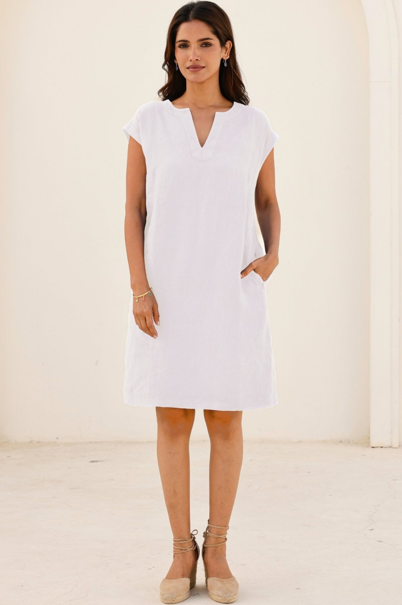 Dori Linen Dress for Women - Breathable White Summer Maxi Dress | Perfect for Beach Vacations, Brunch Dates & Casual Outings