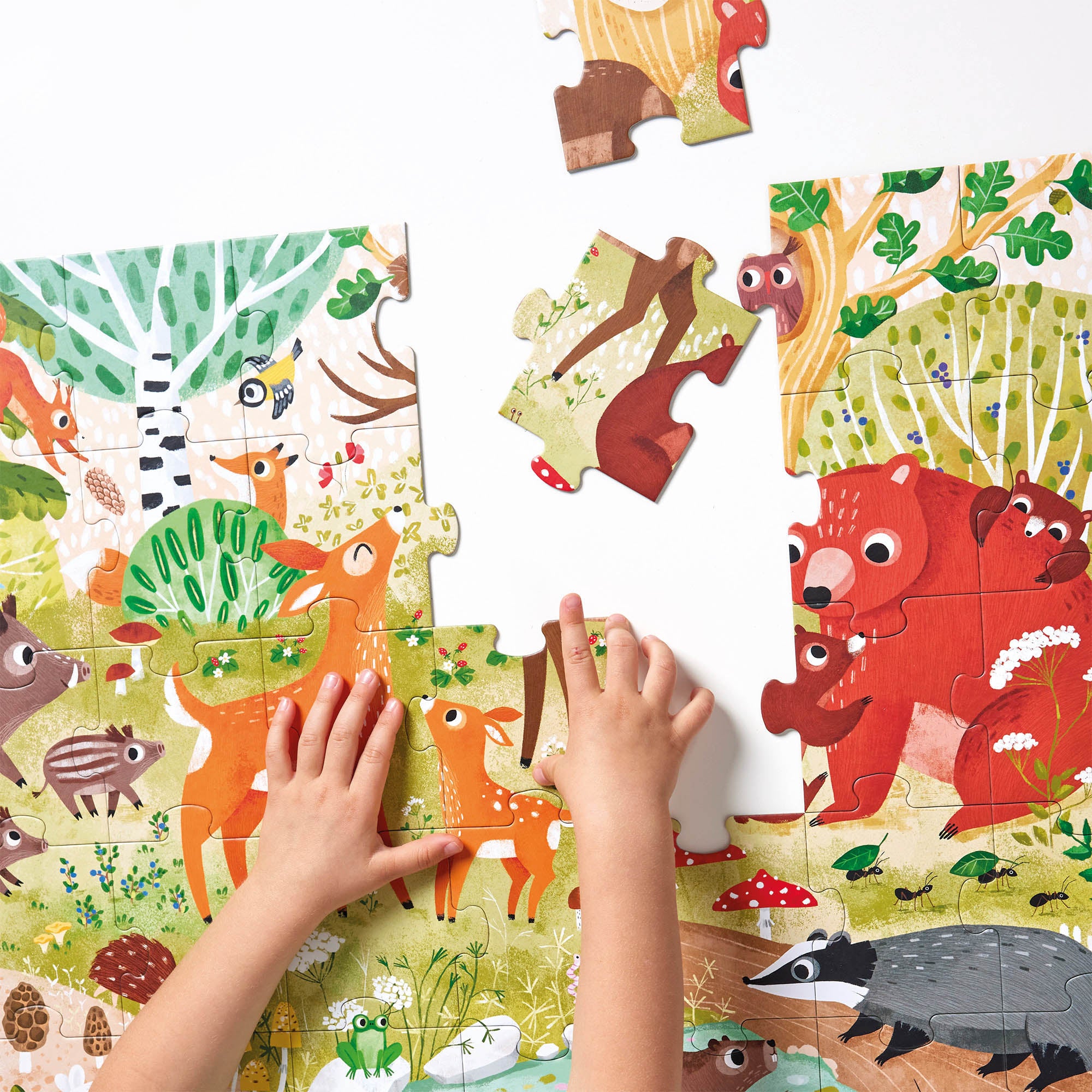 Banana Panda Forest Animals Jumbo Puzzle - 40 Piece Large Floor Puzzle for Kids, Educational Woodland Animal Toys for Toddlers Ages 3-5 - Perfect for Classroom, Playroom & Birthday Gifts