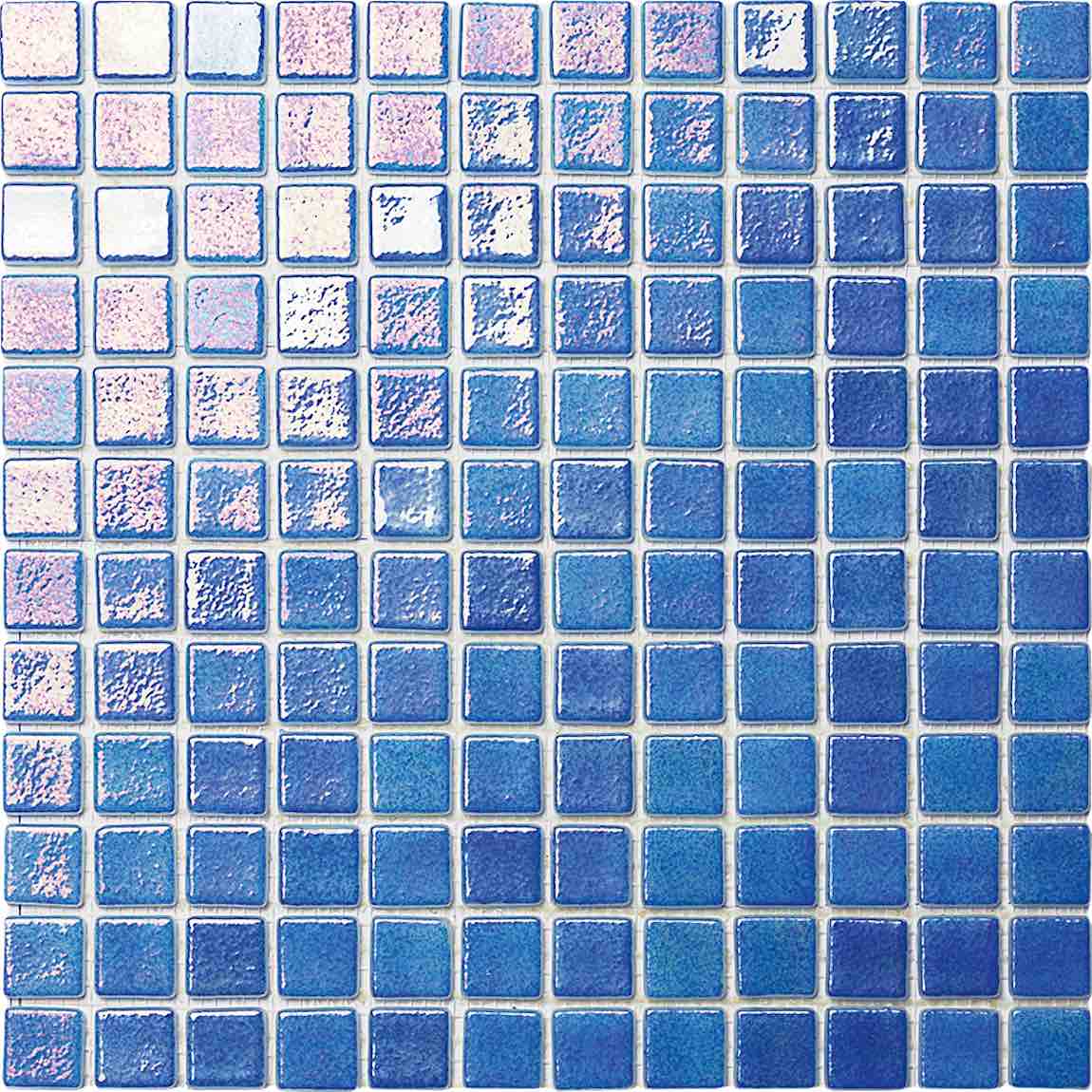 Iridescent Blue Recycled Glass Tile - Eco-Friendly Mosaic for Backsplash, Bathroom & Kitchen Decor