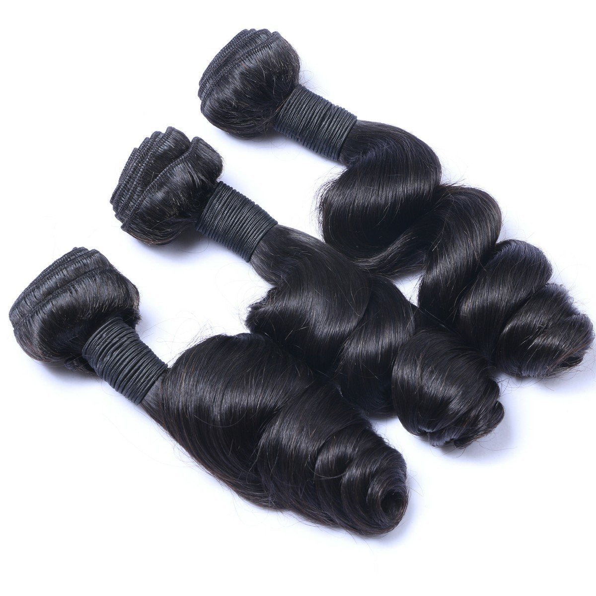 Premium Virgin Human Hair Bundles with Closure - 100% Natural Black Loose Wave Hair Extensions for Stunning Hairstyles | Perfect for Daily Wear, Parties & Special Occasions