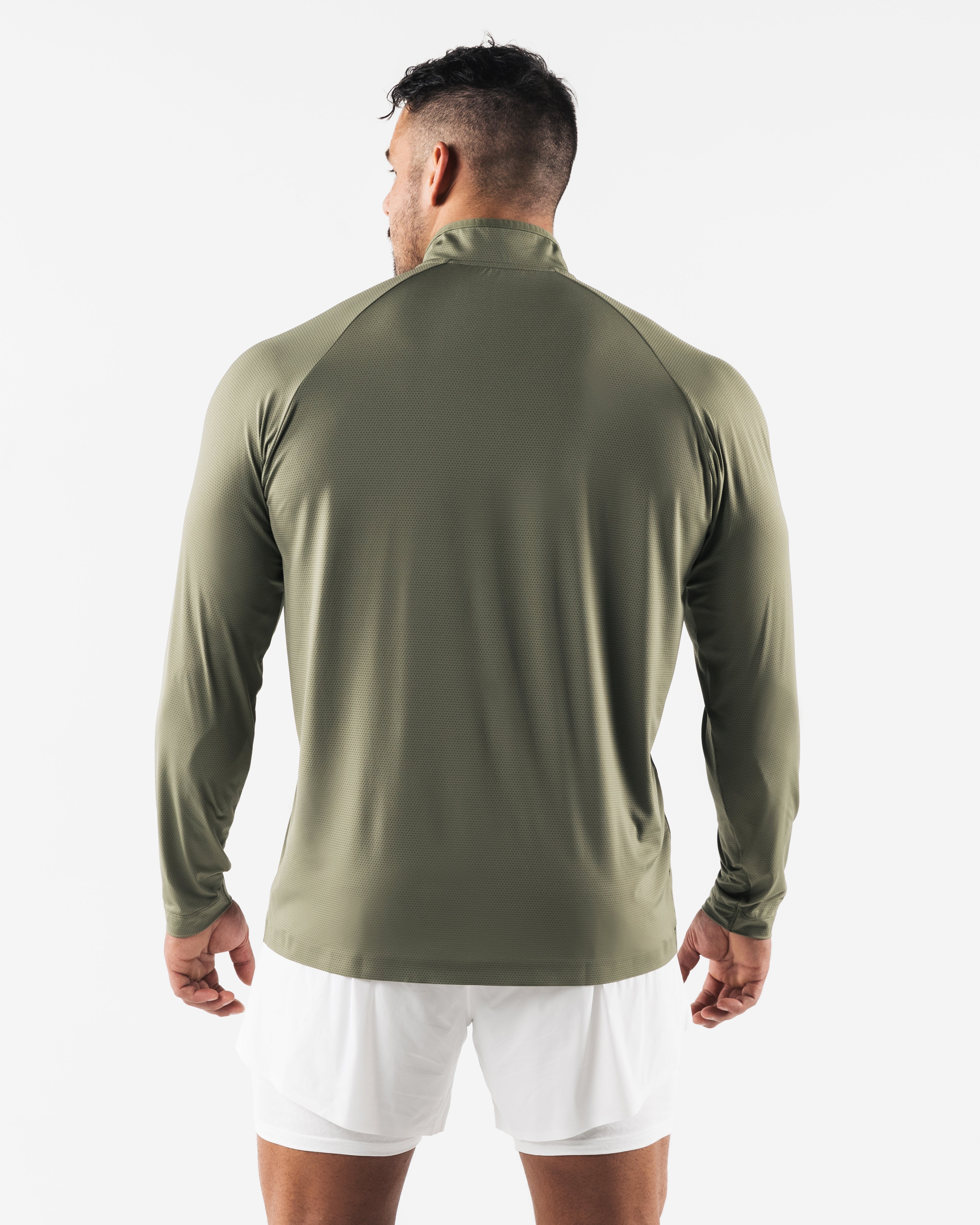 Men's Racer Quarter Zip Pullover - Lightweight Performance Running Shirt for Jogging & Workouts - Reseda Green Athletic Top for Gym & Outdoor Sports