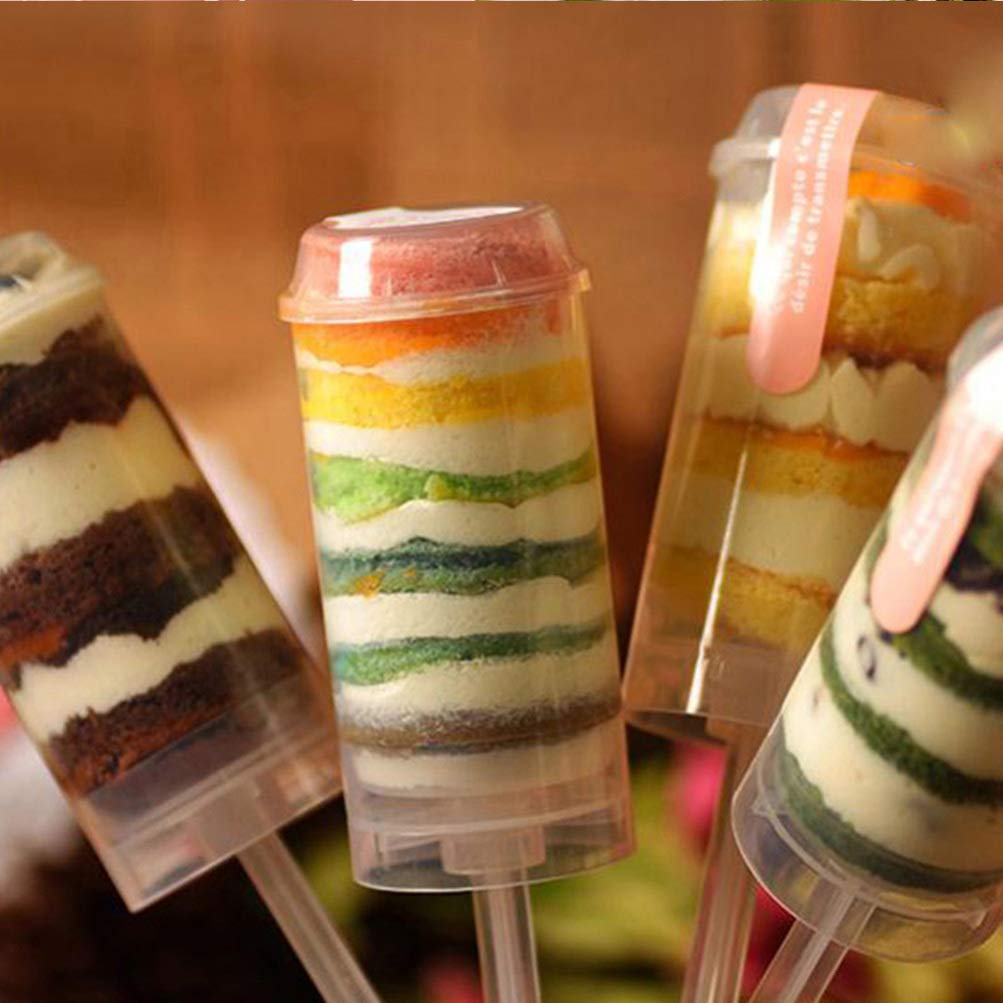 30pcs Mini Cake Maker Cupcake Holders with Lids - Bulk Candy Cake Pop Containers, Clear Acrylic Push Pop Stand for Lollipops & Cake Shooter | Perfect for Party Favors, Baking Display & Dessert Packaging