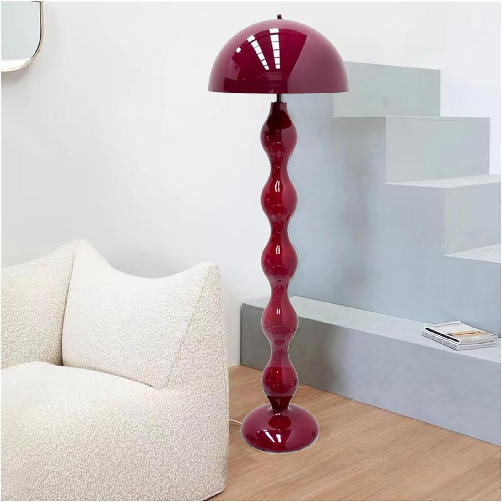 Dimmable Standing Lamp with Foot Switch - Modern Adjustable Floor Lamp for Living Room, Bedroom, Office & Dining Room - Tall LED Light Fixture for Home Decor (Red) - Perfect for Reading, Working & Relaxing
