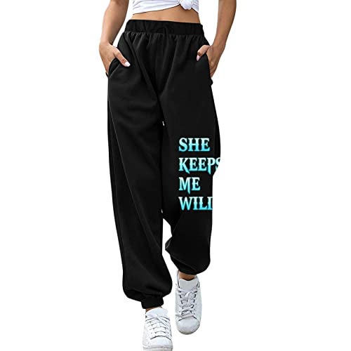 Women's Casual Wide-Leg Drawstring Pants - Sports & Leisure Solid Color Elastic Waist Comfortable Trousers (Blue, XL) - Perfect for Yoga, Running, Travel and Everyday Wear