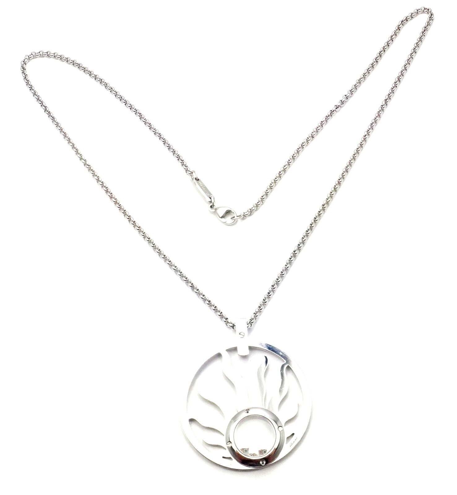 Authentic Chopard Happy Diamond Sun 18K White Gold Pendant Necklace for Women - Luxury Diamond Jewelry Gift for Anniversary, Birthday & Special Occasions