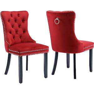 I-1 Burgundy Velvet, Wood Legs