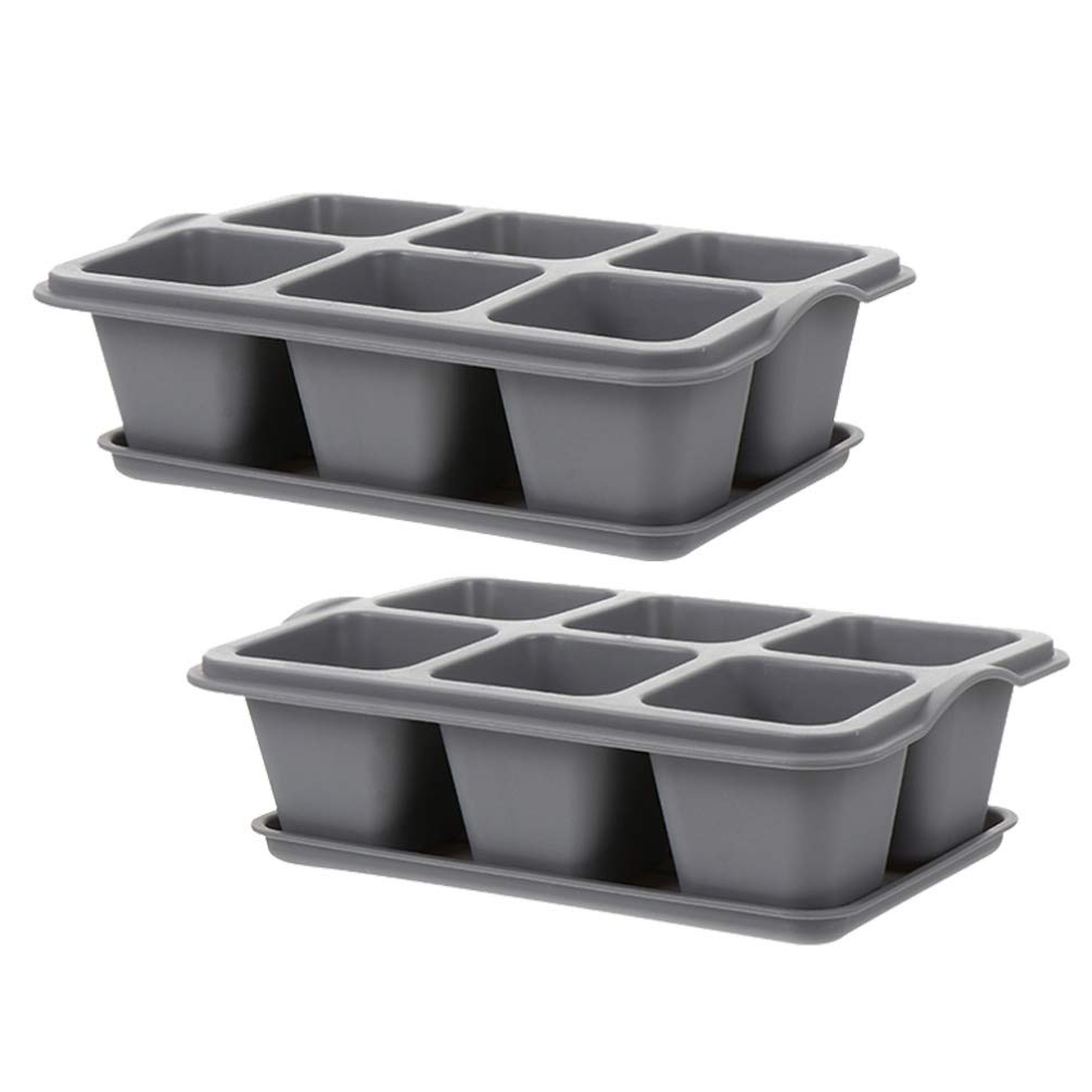 Happyyami 2-Pack Seed Starter Trays with Drainage Holes & Saucers - Plastic Germination Seedling Trays for Indoor/Outdoor Gardening - Perfect for Flowers, Herbs & Vegetables - Ideal for Home Garden, Greenhouse & Urban Farming