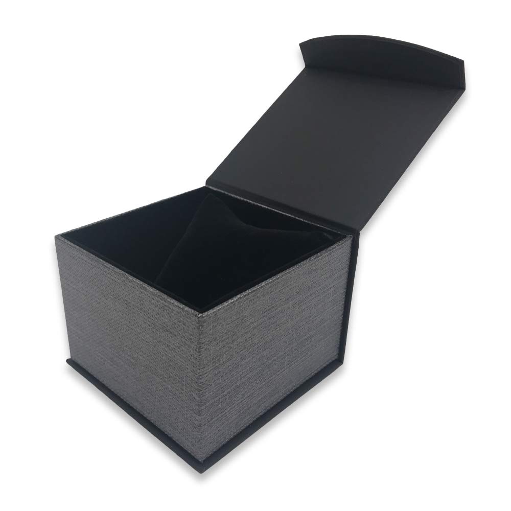 Premium Magnetic Closure Jewelry Box - Metallic Seal Grey Textured Watch & Jewelry Gift Box with Pillow Insert - Perfect for Watches, Rings, Necklaces & Luxury Gifts