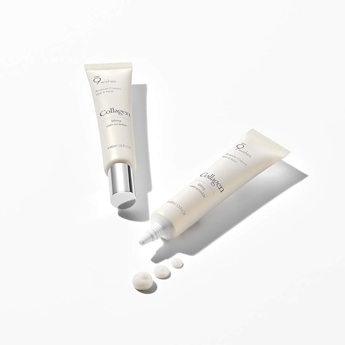 9wishes Collagen Ampule Eye & Face Cream 40ml - Hydrating Anti-Aging Moisturizer for Dark Circles & Wrinkles | Day & Night Skincare Routine