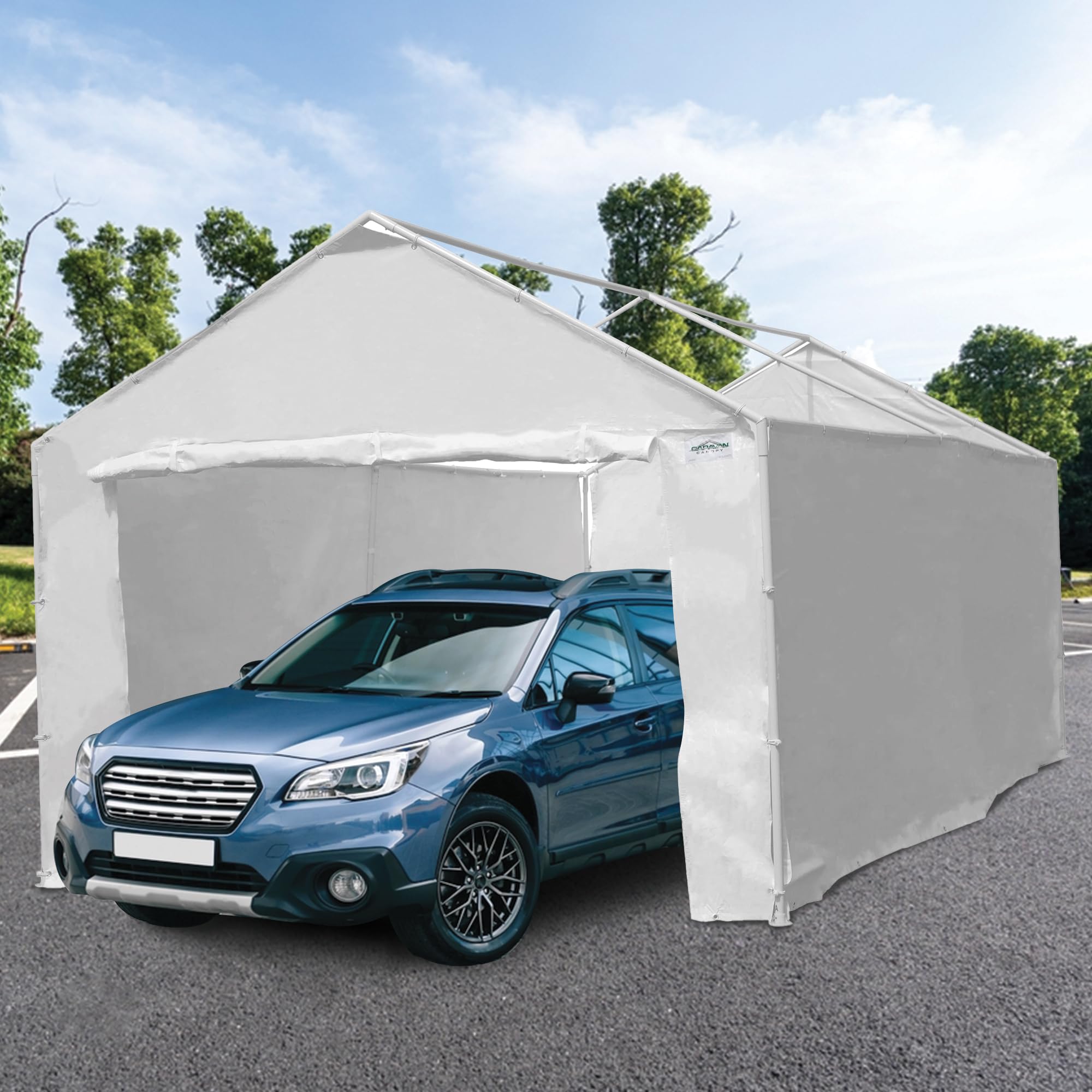 Canopy Tent Sidewalls for Domain Carport with Adjustable Straps - Waterproof White Garage Storage Accessories - Perfect for Outdoor Events, Vehicle Protection & Temporary Shelter Solutions