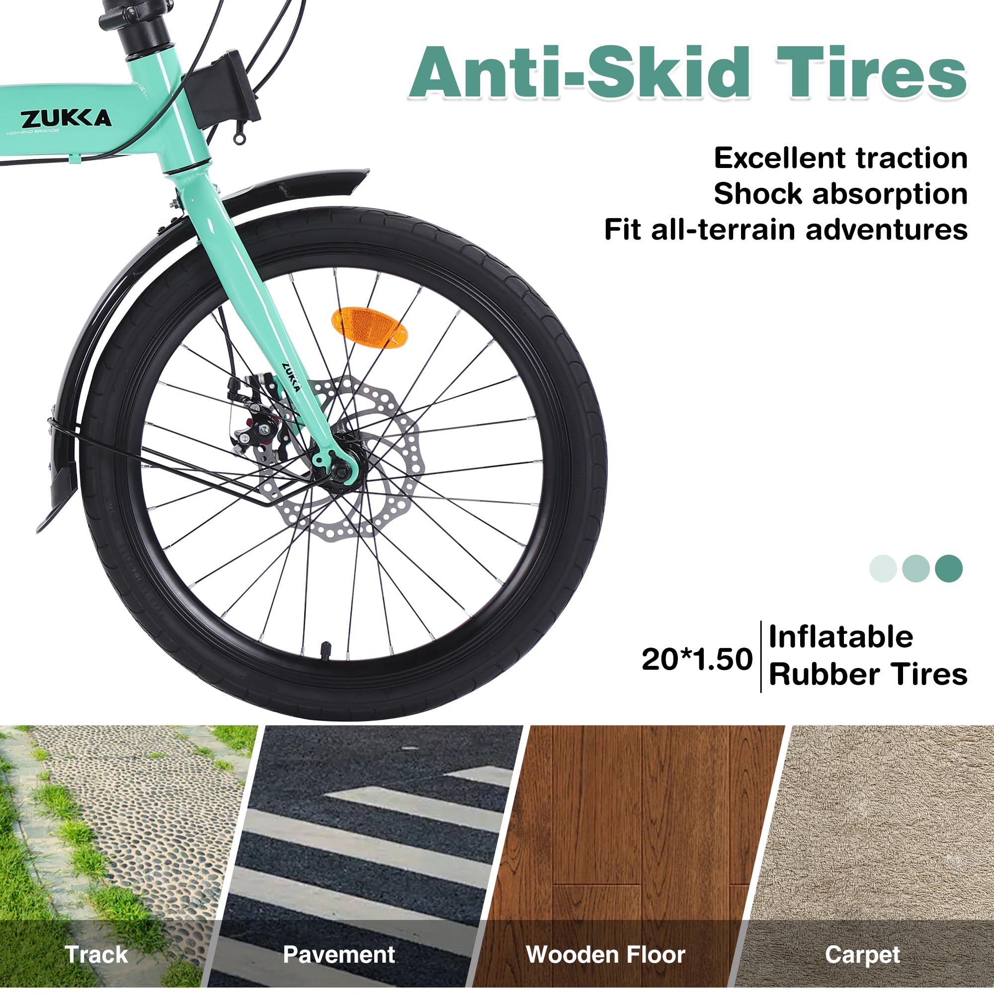 ZUKKA 20 Inch Folding Bike for Adults - 7 Speed City Bicycle with Dual Disc Brakes & Adjustable Height - Perfect for Commuting, Travel & Exercise | Compact Foldable Design for Easy Storage & Transport