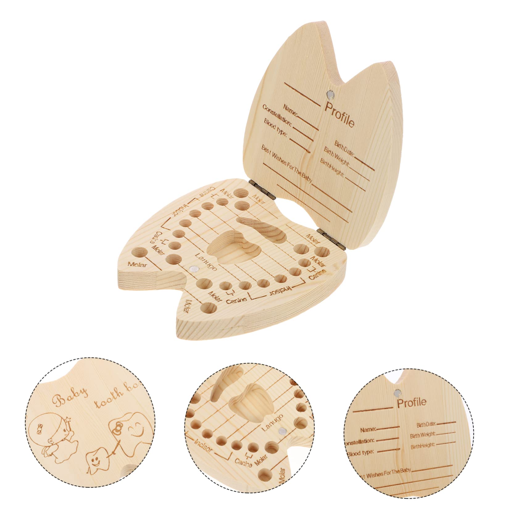 CIMAXIC Baby Teeth Storage Box - Wooden Keepsake Case for Deciduous Teeth & Umbilical Cord | Perfect for First Tooth, Memory Preservation & Nursery Decor (Natural Wood)