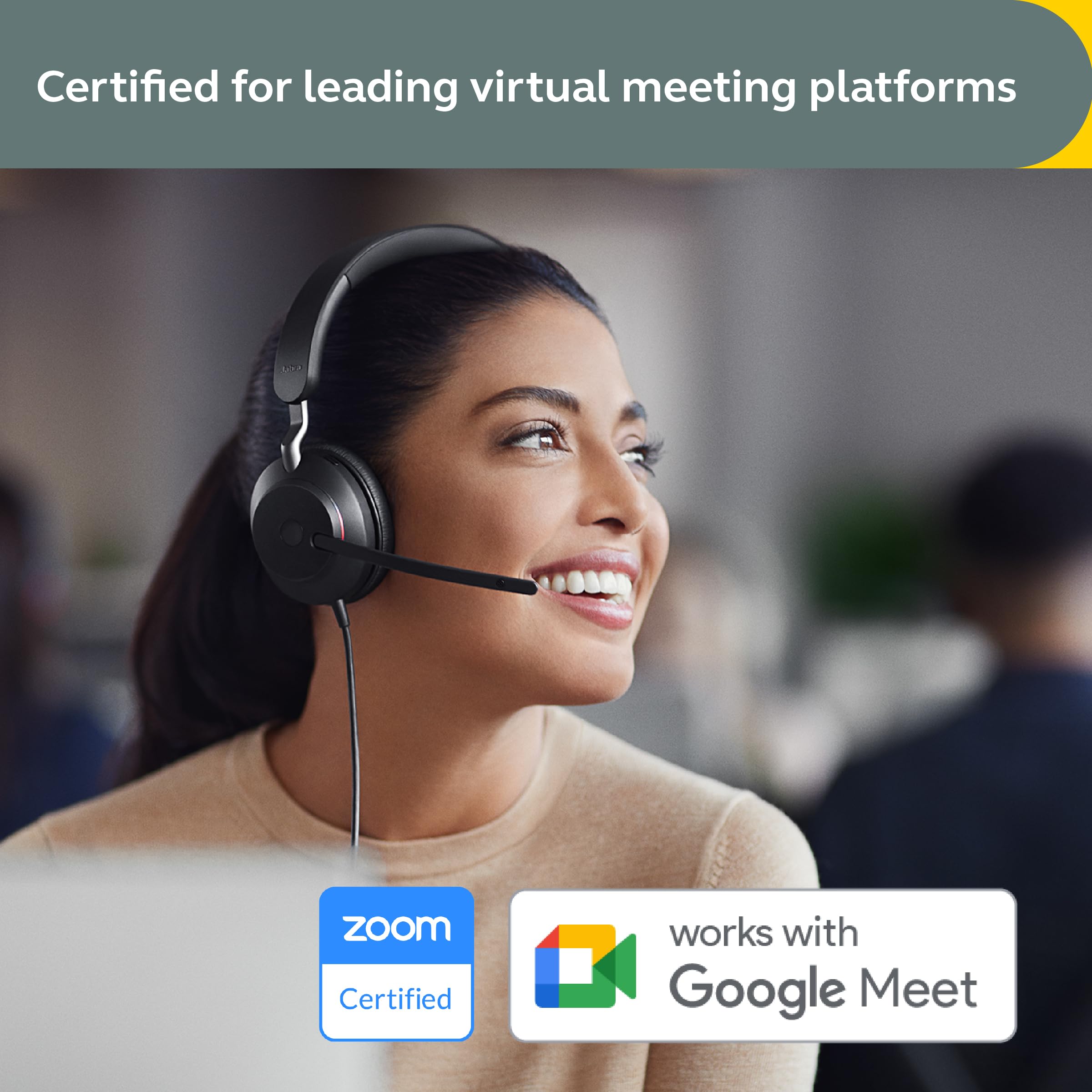 Jabra Evolve2 40 SE Wired Mono Noise-Cancelling Headset with 3-Mic Call Technology & USB-A Cable - Compatible with Zoom, Google Meet, Microsoft Teams & All UC Platforms - Black - Perfect for Remote Work, Online Meetings & Call Centers