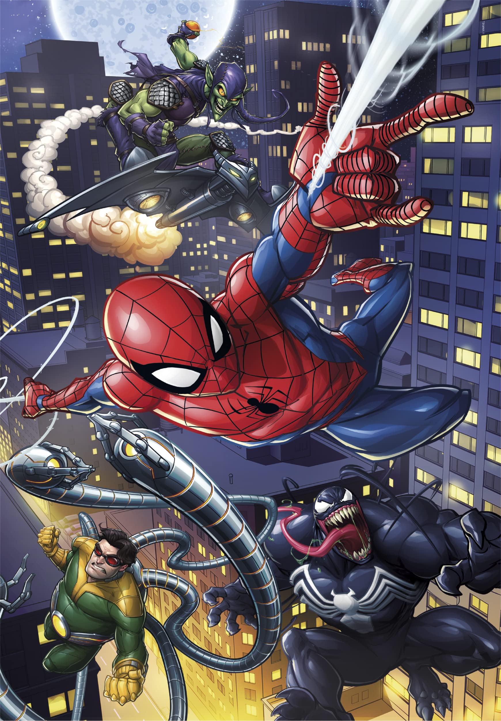 Clementoni Supercolor Puzzle - Marvel Spiderman 180 Piece Jigsaw Puzzle for Kids Age 7+, Cartoon Puzzle Made in Italy - Perfect for Birthday Gifts, Family Game Night & Educational Playtime