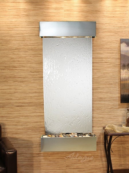 Adagio Inspiration Falls Square Stainless Steel Silver Mirror Featherstone IFS2040 - Elegant Bathroom Vanity Mirror for Modern Home Decor, Perfect for Powder Rooms and Master Baths