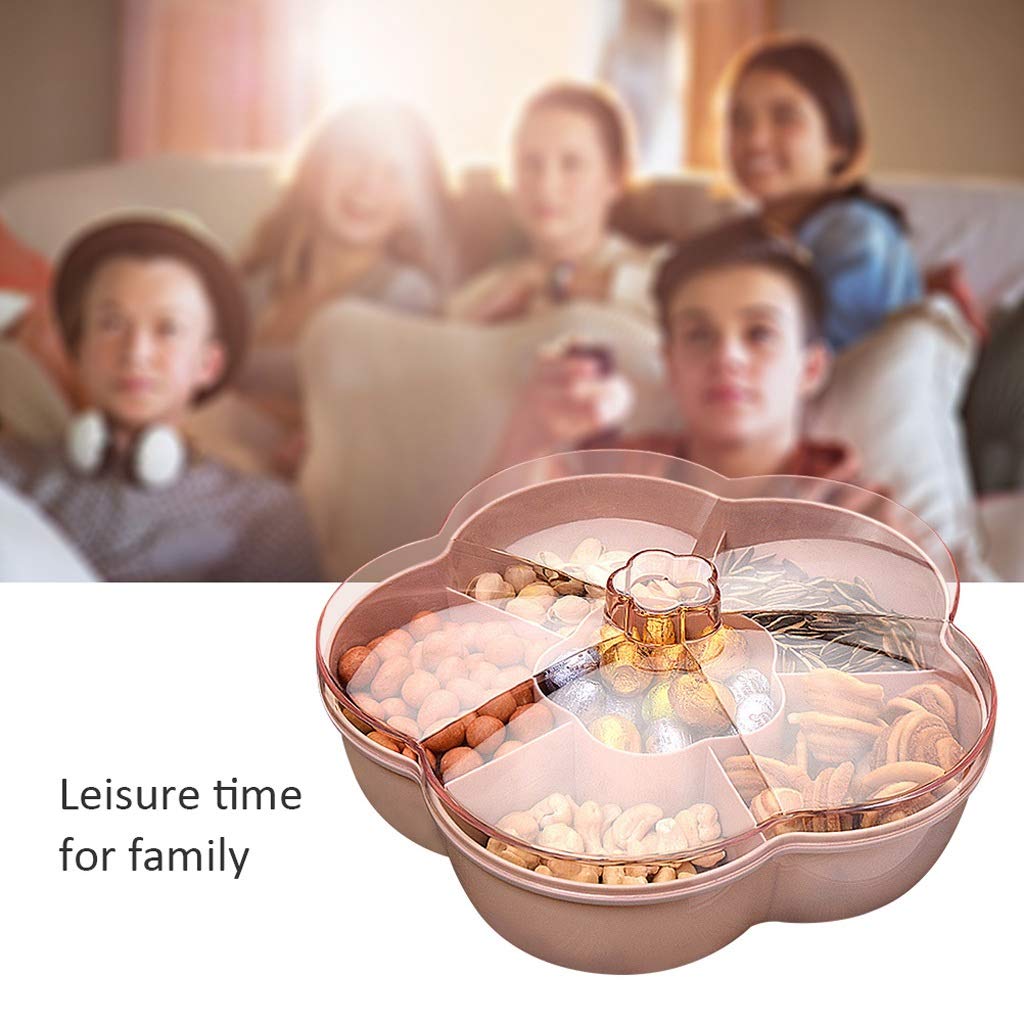 Durable Flower-Shaped Snack Serving Tray with Lid - Perfect for Nuts, Candy & Dried Fruits | Elegant Storage Box for Kitchen, Party & Home Decor