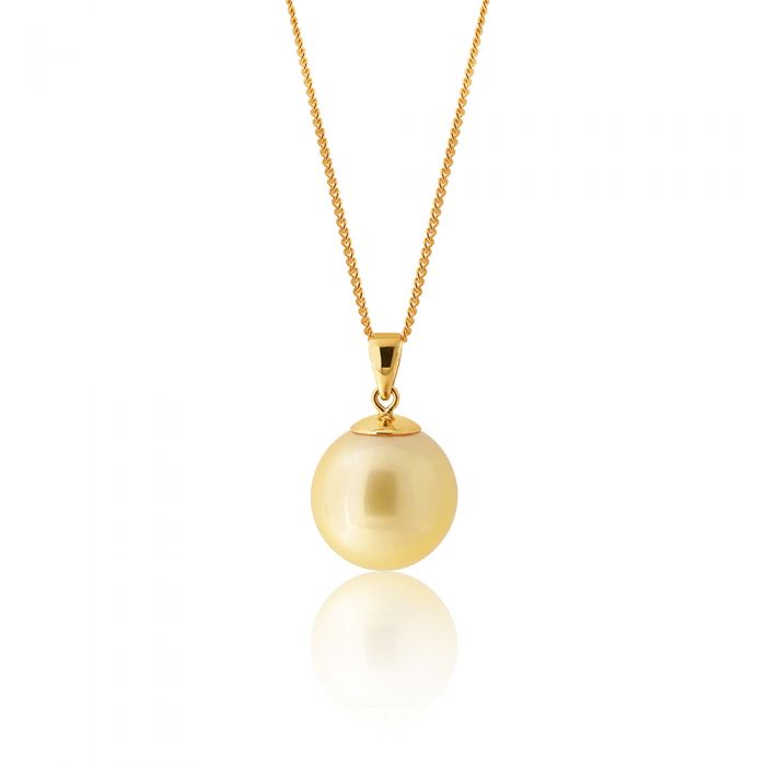 9ct Yellow Gold 11-13mm Golden South Sea Pearl Pendant Necklace with 45cm Chain - Elegant Jewelry Gift for Women, Perfect for Weddings, Anniversaries & Special Occasions