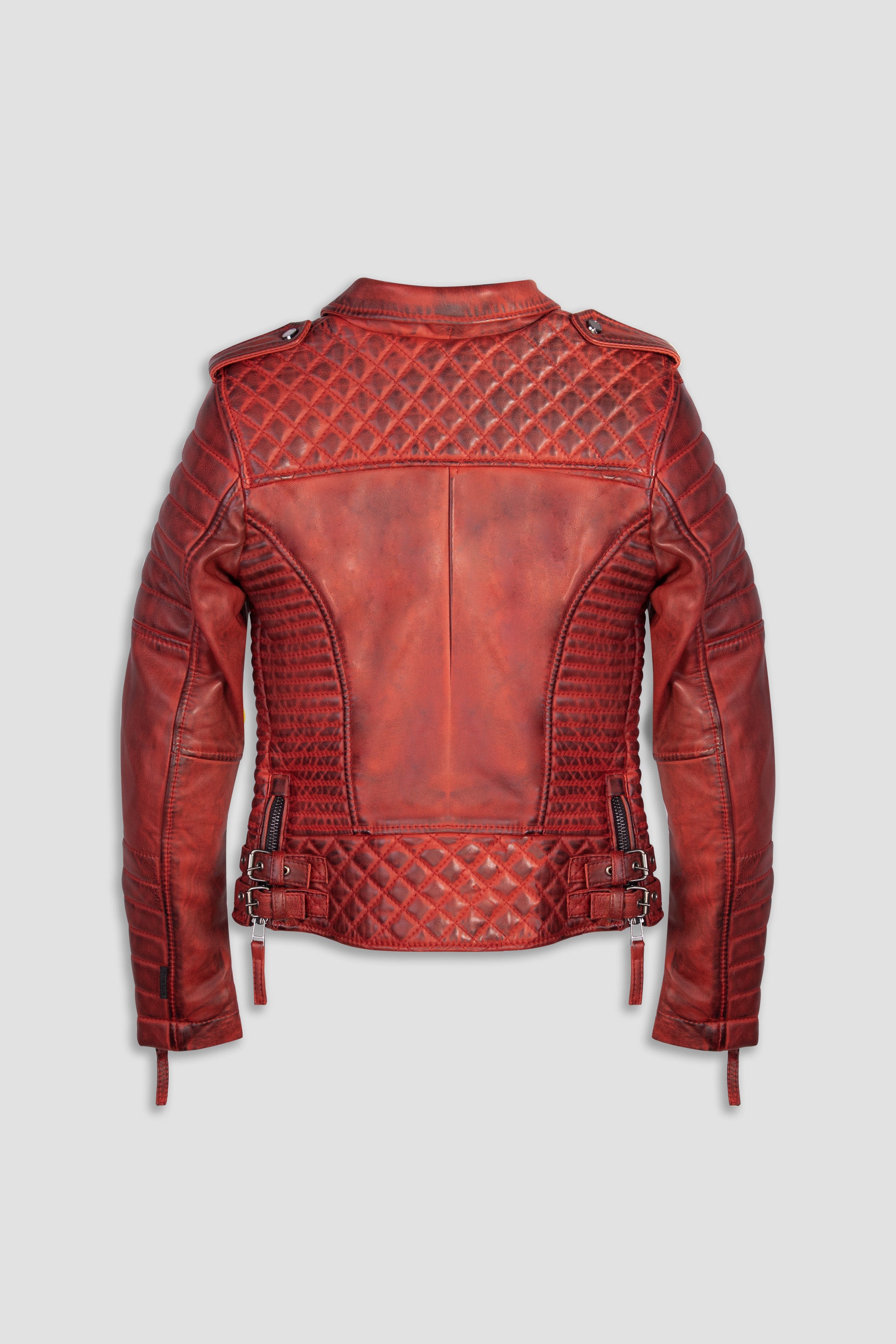 Kay Michaels Women's Biker Protection Jacket - Burnt Red Tall | Motorcycle Riding Gear for Safety & Style | Perfect for Commuting & Road Trips
