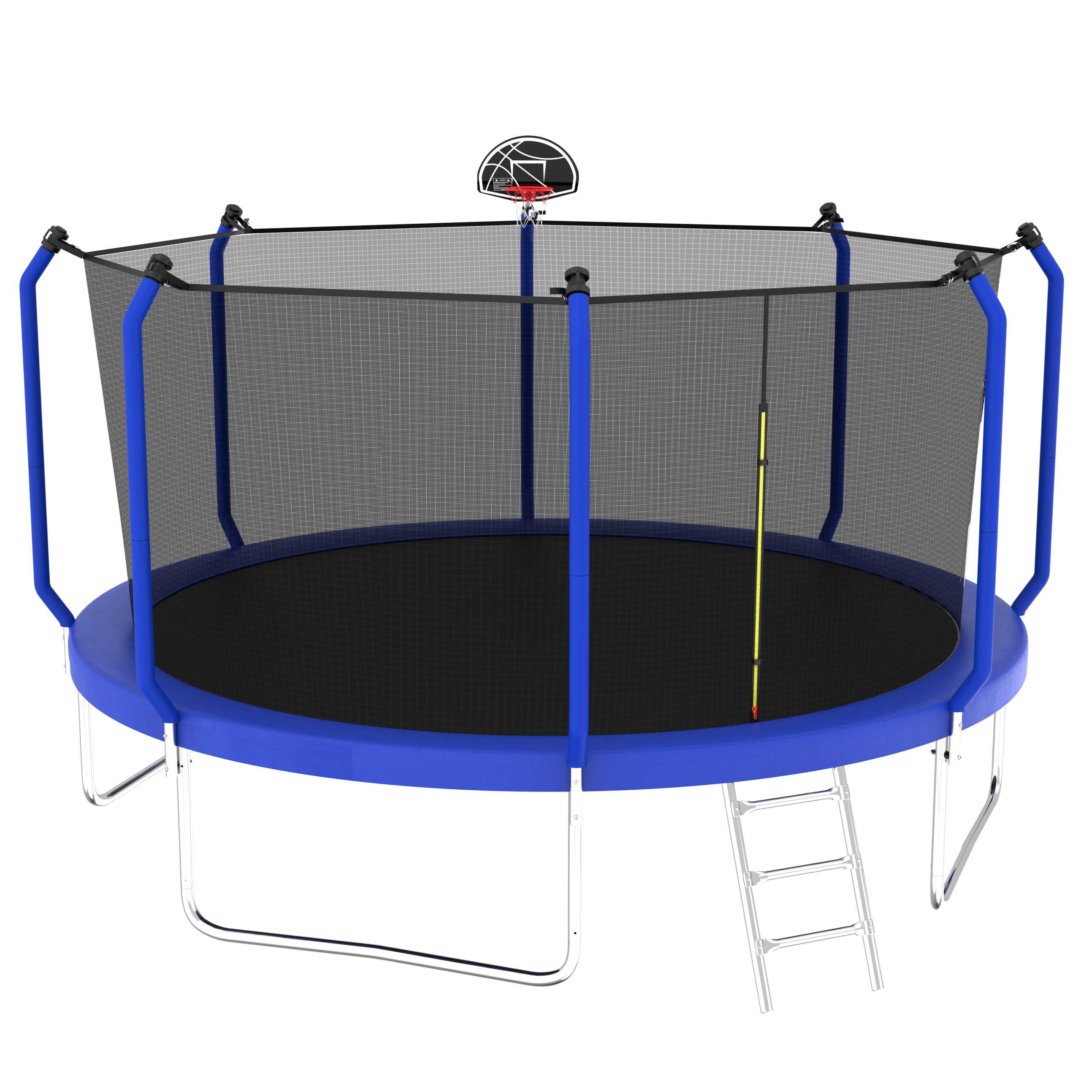 14FT Trampoline with Basketball Hoop - ASTM Approved Heavy Duty Outdoor Trampoline with Safety Enclosure Net - Perfect for Backyard Fun, Kids Play & Family Fitness Activities