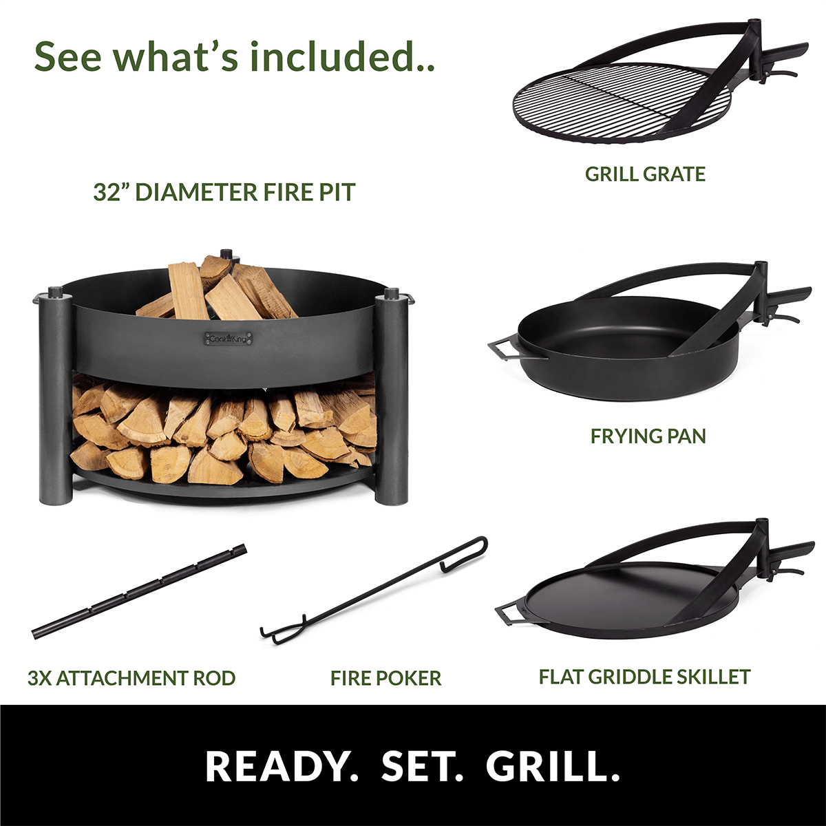 Montana X 32 Deluxe 3-in-1 Fire Pit - Outdoor Wood Burning, Cooking & BBQ Grill - Perfect for Backyard, Camping & Patio Gatherings