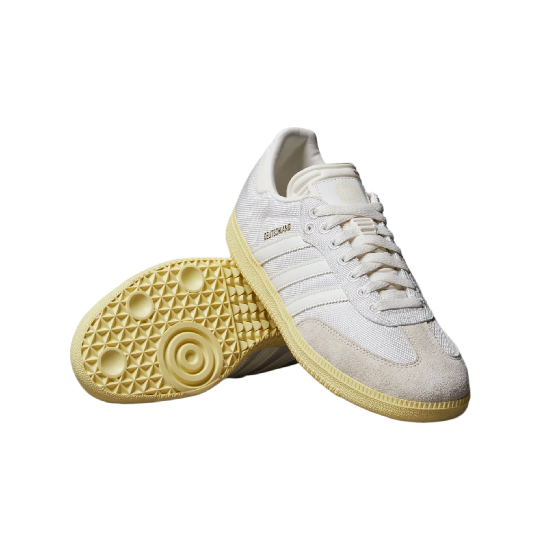 Adidas Germany Samba 125th Anniversary Indoor Soccer Shoes for Men - Cloud White/Off White/Almost Yellow - Classic Sneakers for Casual Wear, Street Style & Indoor Football