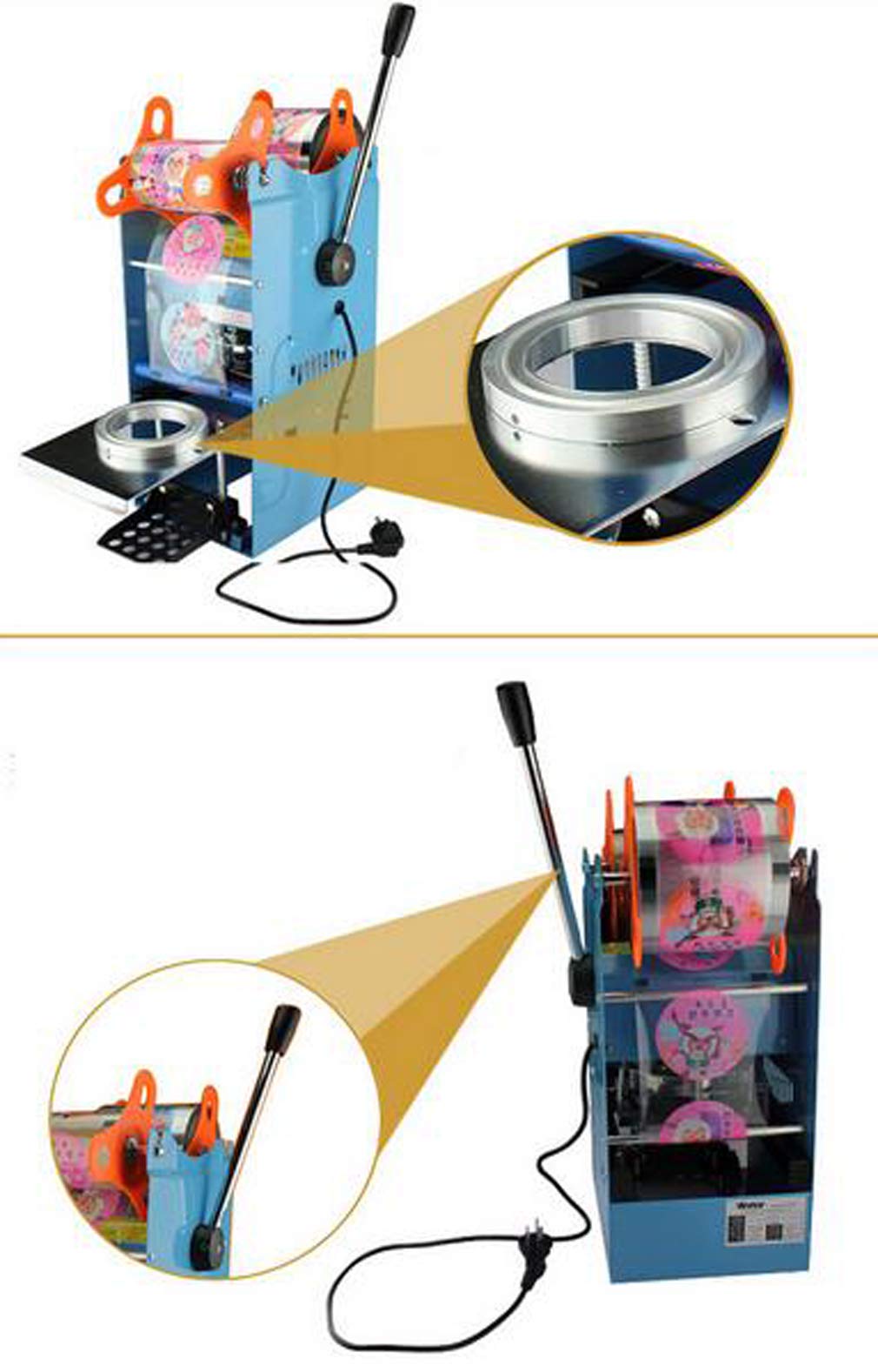 270W Electric Cup Sealing Machine for Coffee, Boba & Bubble Tea - Manual Pressure Lid Sealer (300-500 Cups/hr, 220V) - Perfect for Cafes, Juice Bars & Bubble Tea Shops