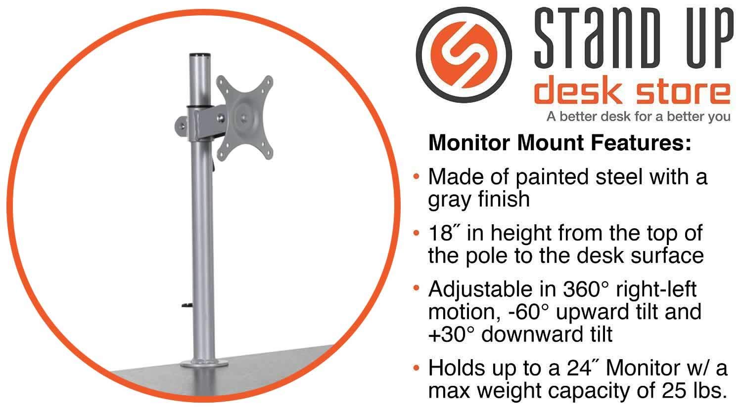Adjustable Height Mobile Standing Desk with Monitor Mount - 48
